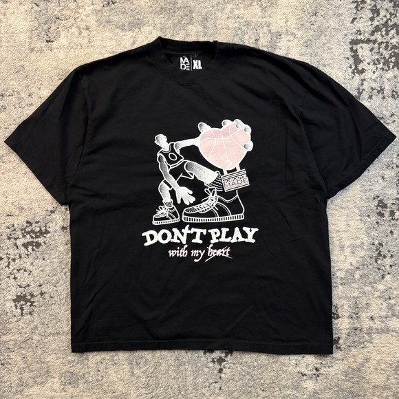 made Hoops Other - Made Hoops "Don't Play With My Heart" Basketball T-Shirt Black Size XL